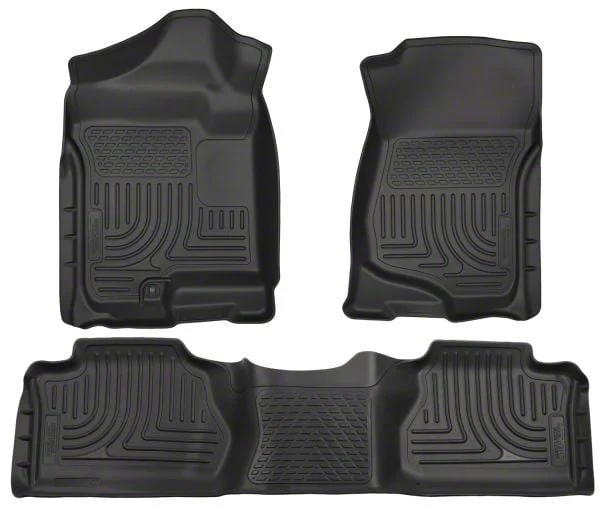 Husky Liners WeatherBeater Front and Second Seat Floor Liners; Footwell Coverage; Black (07-13 Sierra 3500 HD Extended Cab)