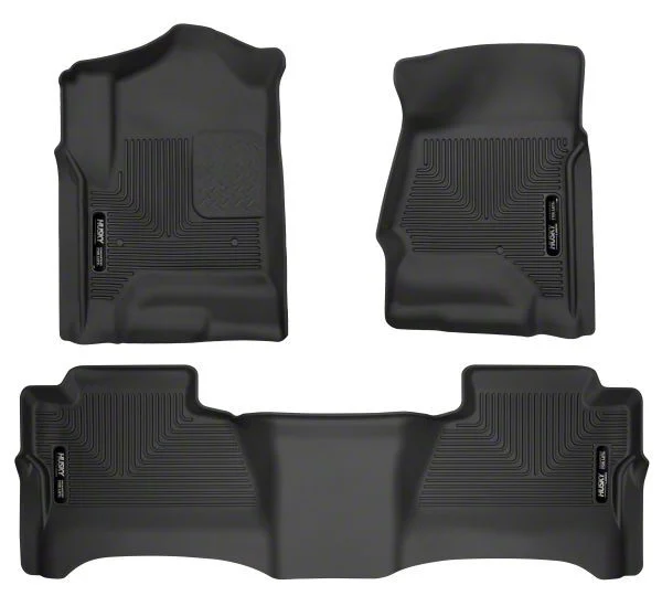 Husky Liners WeatherBeater Front and Second Seat Floor Liners; Footwell Coverage; Black (15-19 Sierra 3500 HD Crew Cab)