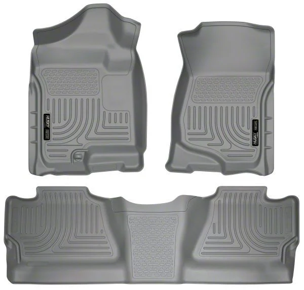 Husky Liners WeatherBeater Front and Second Seat Floor Liners; Footwell Coverage; Gray (07-14 Sierra 3500 HD Crew Cab)