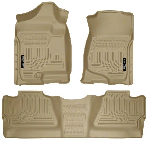 Husky Liners WeatherBeater Front and Second Seat Floor Liners; Footwell Coverage; Tan (07-14 Sierra 3500 HD Crew Cab)