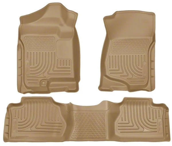 Husky Liners WeatherBeater Front and Second Seat Floor Liners; Footwell Coverage; Tan (07-13 Sierra 3500 HD Extended Cab)