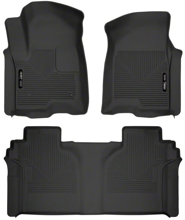 Husky Liners X-Act Contour Front and Second Seat Floor Liners; Black (20-26 Sierra 3500 HD Crew Cab)