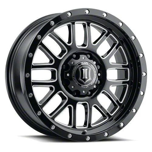 ICON Alloys Alpha Gloss Black Milled 8-Lug Wheel; 20x9; 12mm Offset (11-14 Sierra 3500 HD SRW)