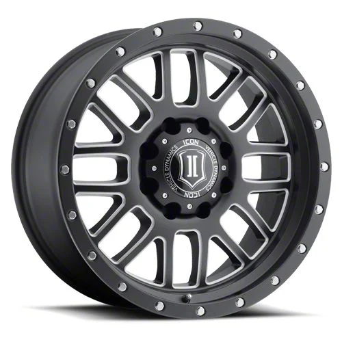 ICON Alloys Alpha Satin Black Milled 8-Lug Wheel; 20x9; 12mm Offset (15-19 Sierra 3500 HD SRW)