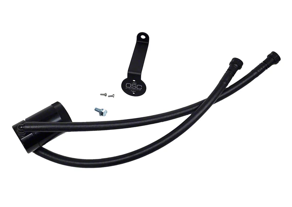J&L 3.0 Oil Separator; Black Anodized; Driver Side (20-26 6.6L Gas Sierra 2500 HD)