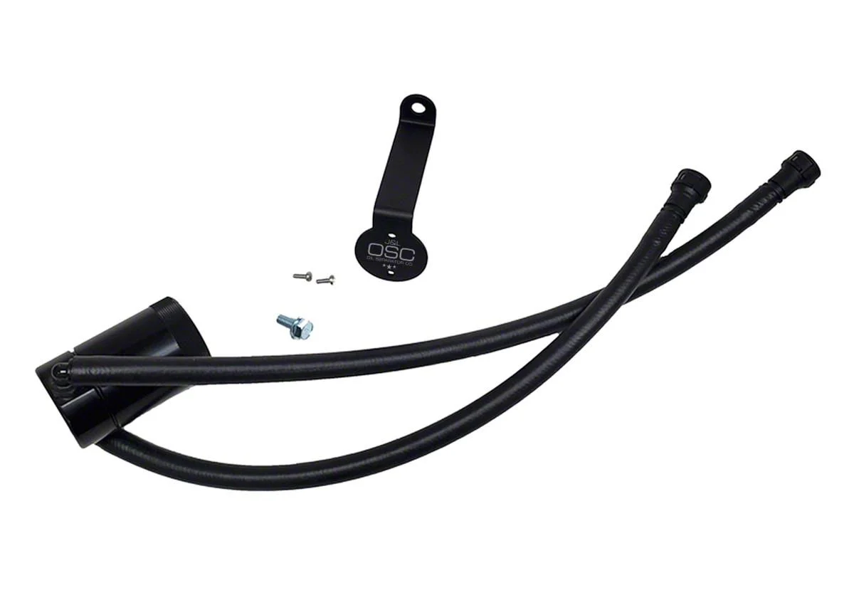 J&L 3.0 Oil Separator; Black Anodized; Driver Side (20-26 6.6L Gas Sierra 3500 HD)