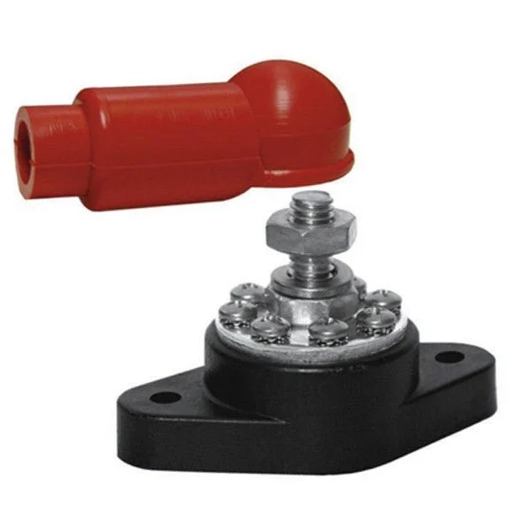 K4 Black Single Pole 3/8" Power Stud With Screw Outlets/12 Volt 150Amp