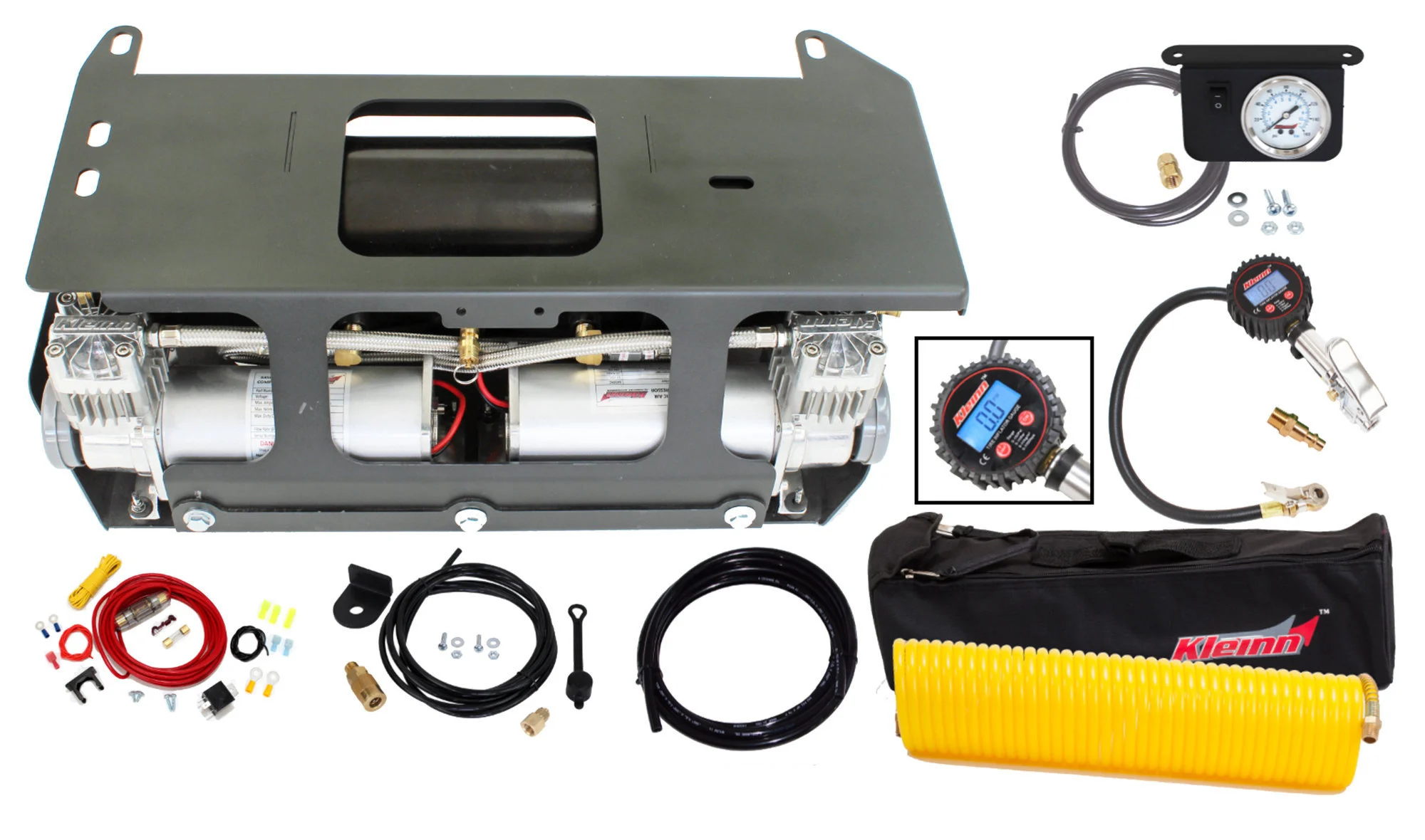 Kleinn Air Horns 92043 1110 07 OnBoard Air System with Air Compressor & Tire Inflation Kit for 07-21 Jeep Wrangler JL Unlimited & JK Unlimited