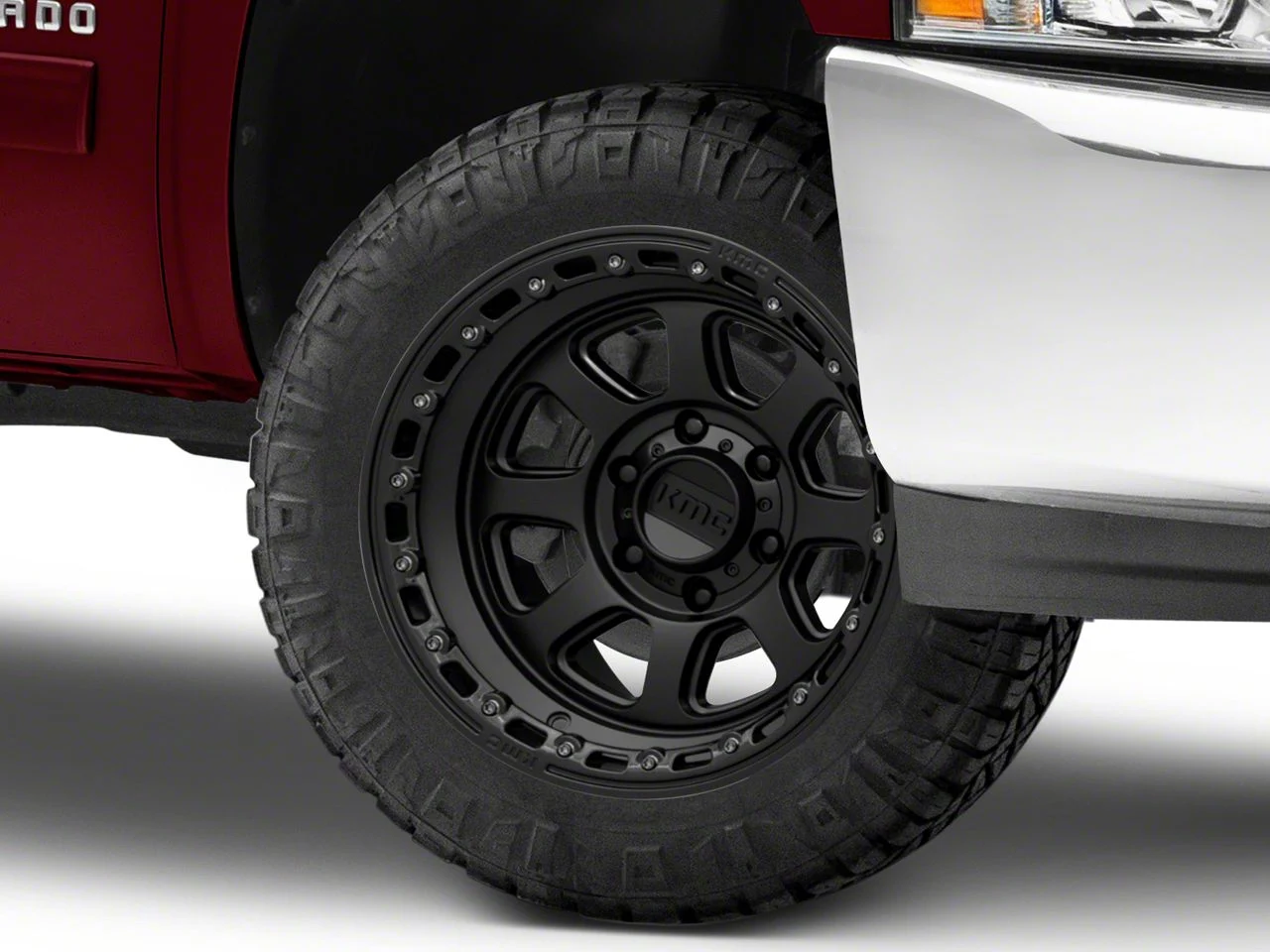 KMC Chase Satin Black with Gloss Black Lip 6-Lug Wheel; 20x9; 18mm Offset (07-13 Silverado 1500)