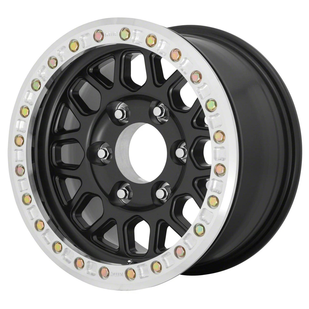 KMC Grenade Desert Beadlock Satin Black 6-Lug Wheel; 17x8.5; 0mm Offset (07-13 Silverado 1500)
