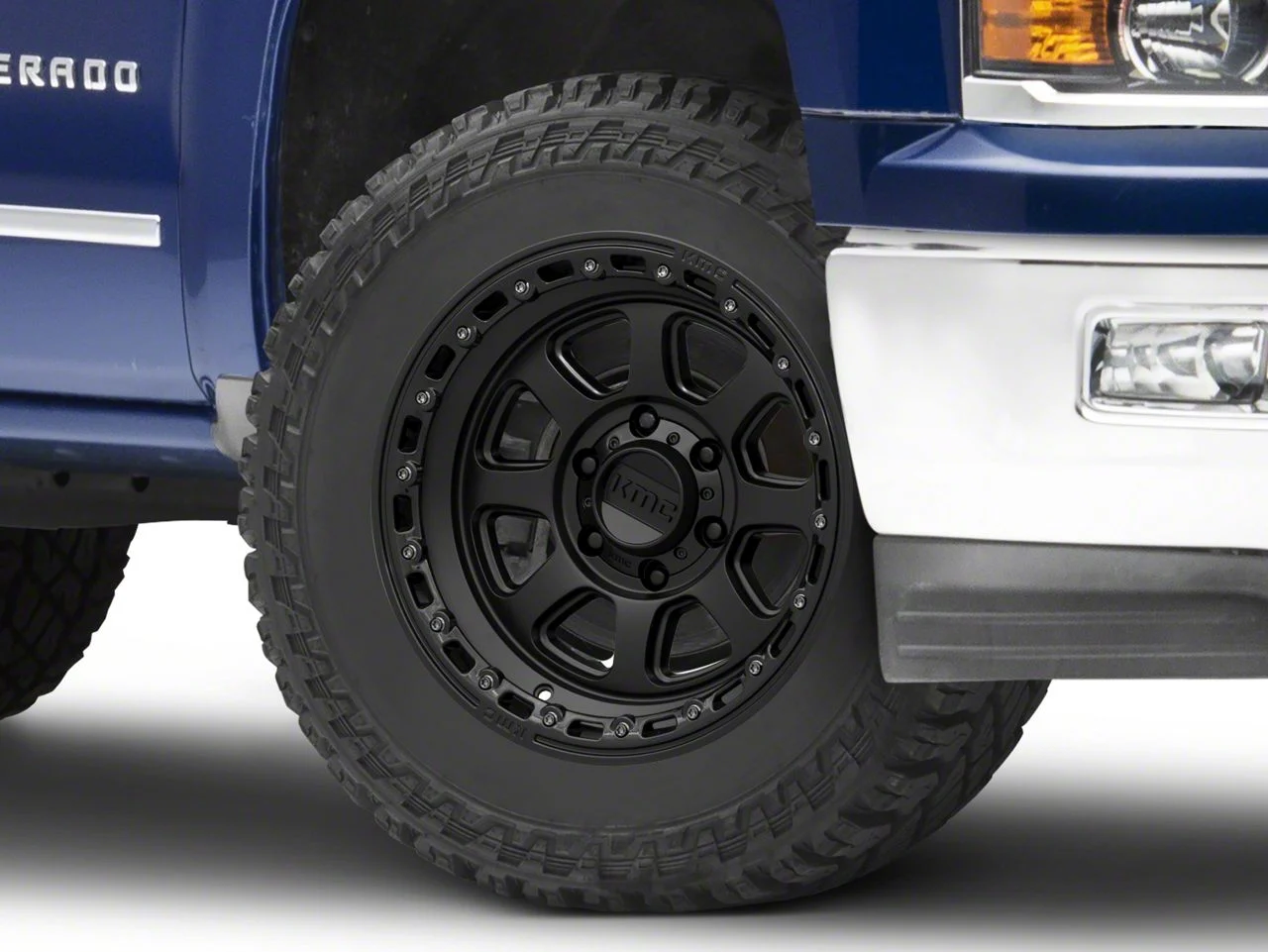 KMC Chase Satin Black with Gloss Black Lip 6-Lug Wheel; 20x9; 0mm Offset (14-18 Silverado 1500)