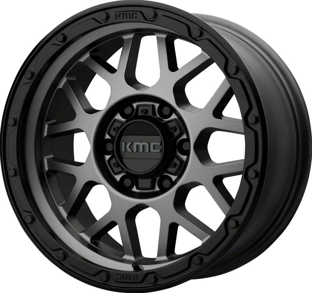 KMC Grenade Off-Road Matte Gray 6-Lug Wheel; 17x9; 18mm Offset (14-18 Silverado 1500)