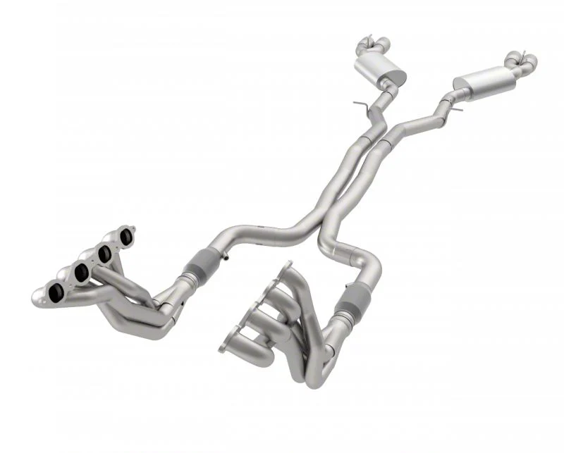 Kooks 1-7/8-Inch GREEN Catted Long Tube Headers and Cat-Back Exhaust with Quad Polished Tips (16-24 6.2L Camaro w/o NPP Dual Mode Exhaust)