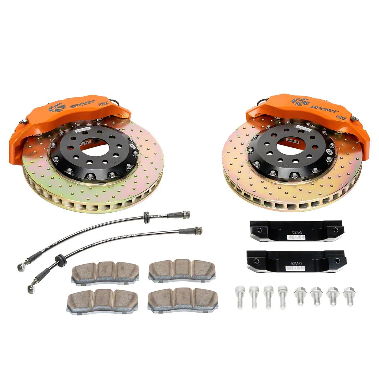 Ksport Slimline 3-Piston Front Big Brake Kit with 13.80-Inch Slotted Rotors; Orange Calipers (10-15 Camaro LT & SS w/ RS Package)