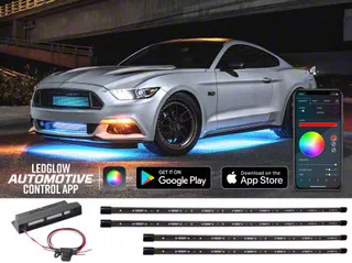 LEDGlow Bluetooth Million Color Car Underbody Lighting Kit with 6-Piece 12-Inch Interior Tubes (Universal; Some Adaptation May Be Required)