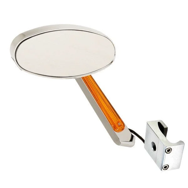 Manx Buggy Chrome Sideview LED Oval Mirror W/Aluminum Mount, Each