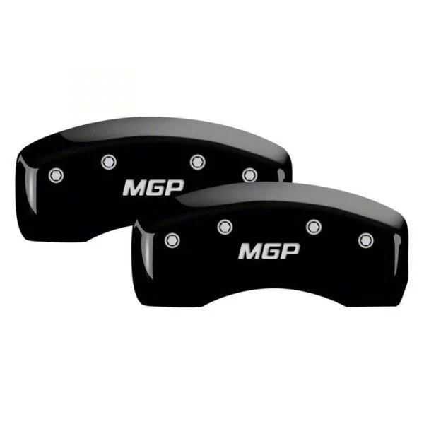 MGP Brake Caliper Covers with MGP Logo; Black; Front and Rear (20-26 Silverado 3500 HD SRW)