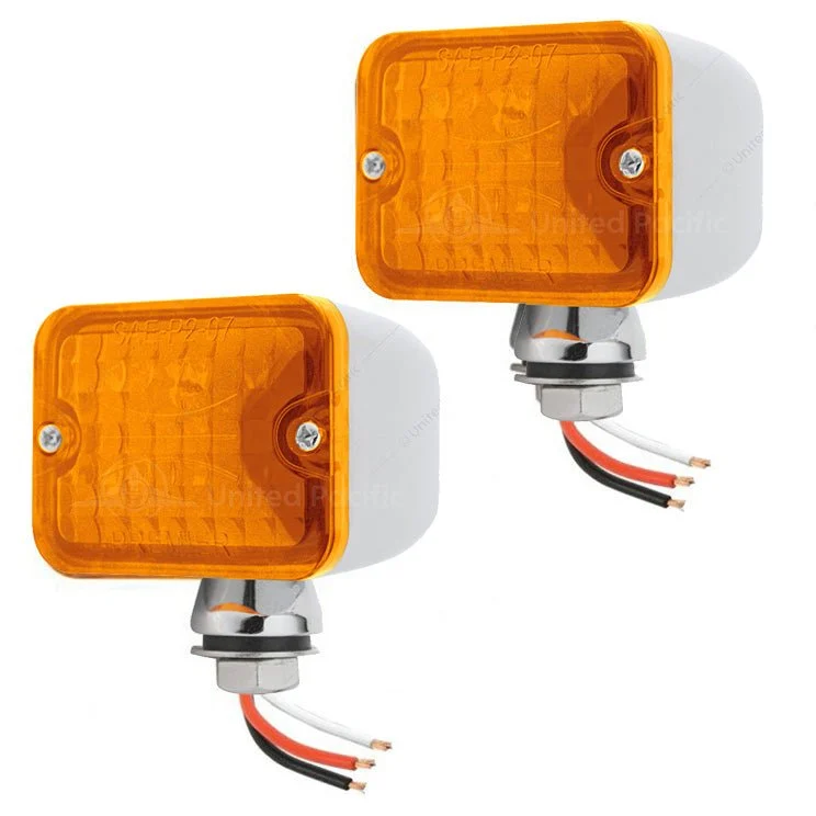 Mini LED Sand Rail Tail Lights Amber Lens Chrome Housing, Pair