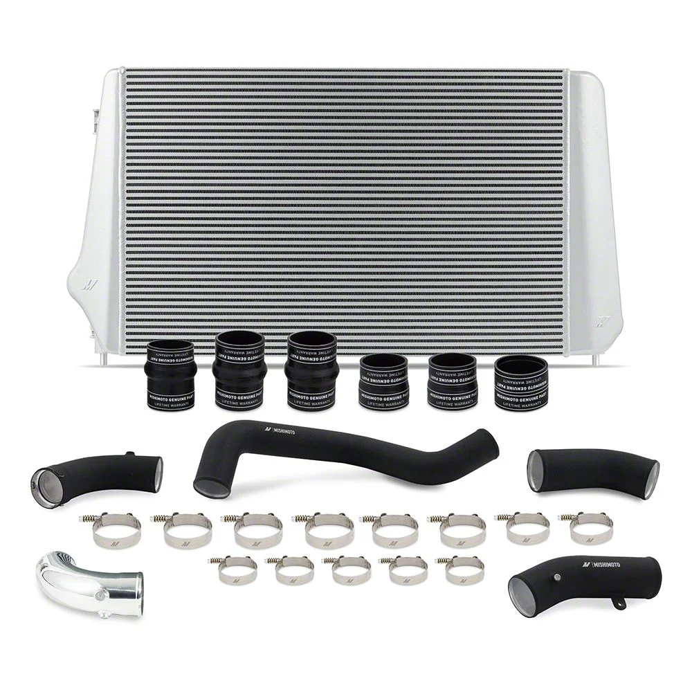 Mishimoto Performance Intercooler Kit with Black Piping; Silver (17-19 6.6L Duramax Sierra 2500 HD)