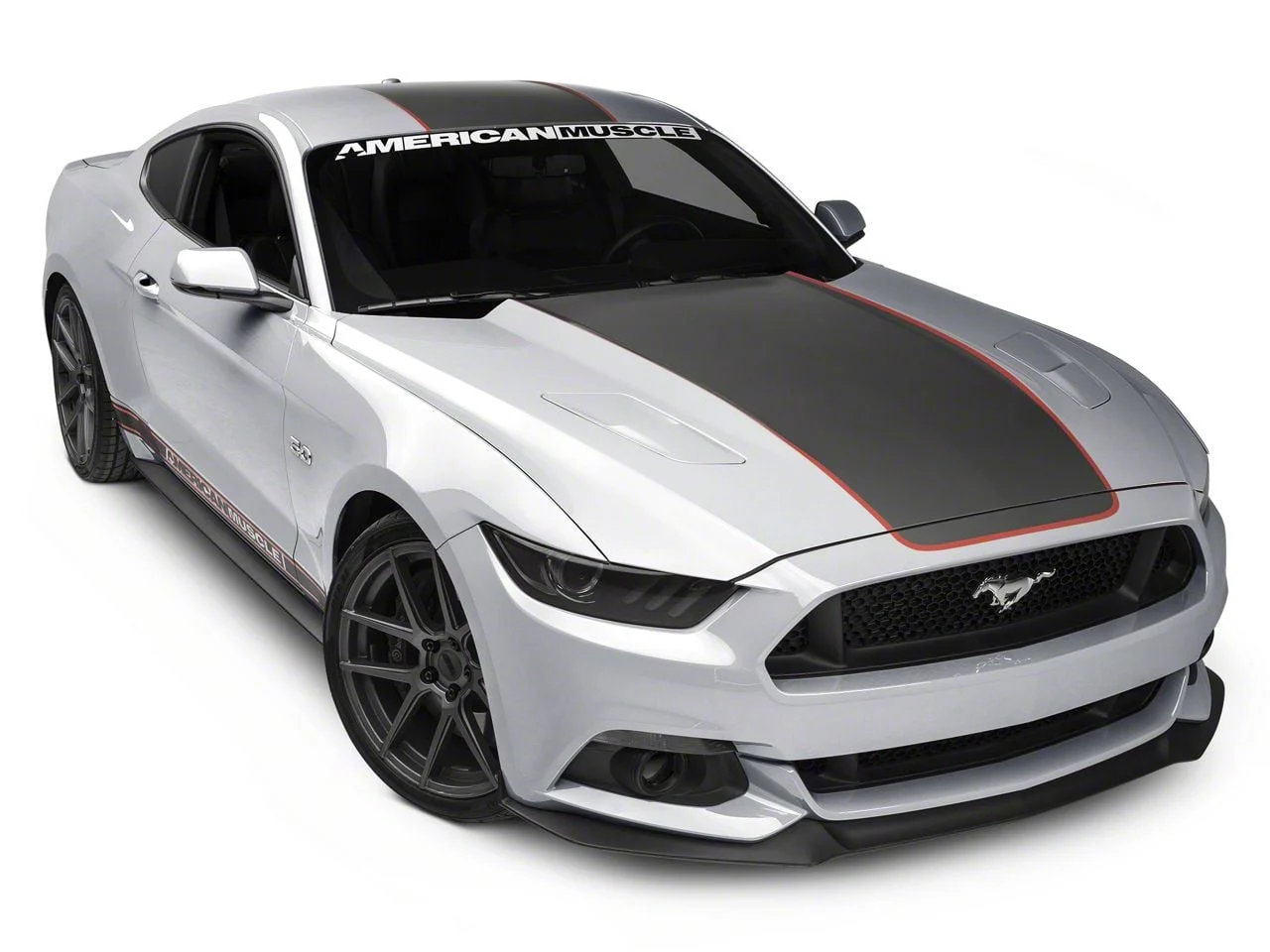 MMD by FOOSE Center Line Printed Graphic Kit; Silver and Orange (15-17 Mustang Fastback)
