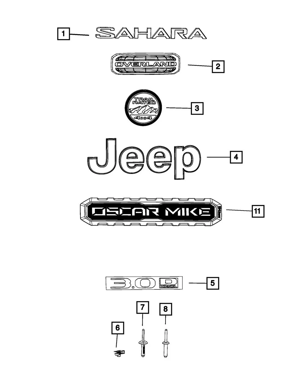 Mopar  68397097AB Front Fender "Jeep" Nameplate for 18-22 Jeep Wrangler JL