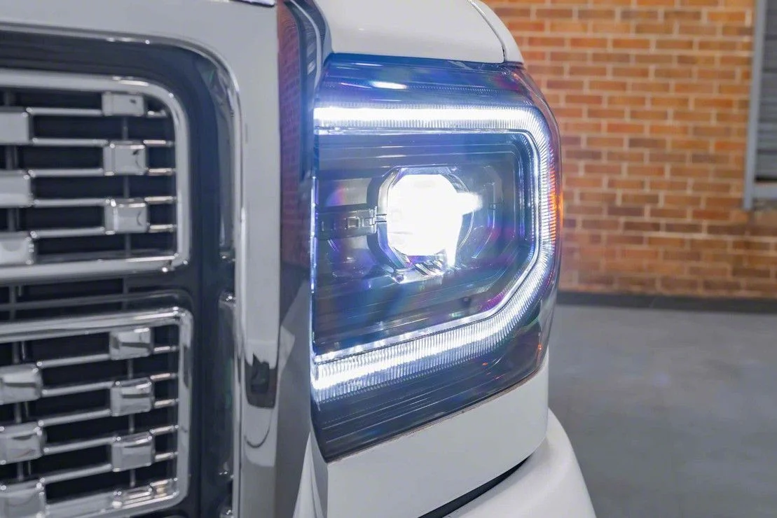Morimoto XB LED Headlights; Black Housing; Clear Lens (15-19 Sierra 2500 HD w/o Factory LED Turn Signals)