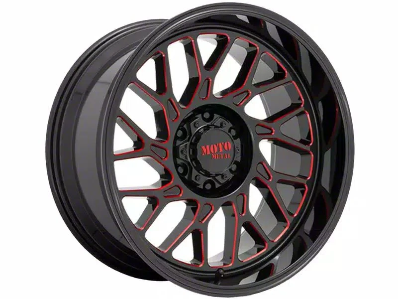 Moto Metal MO805 Gloss Black Milled with Red Tint 6-Lug Wheel; 20x10; -18mm Offset (14-18 Silverado 1500)