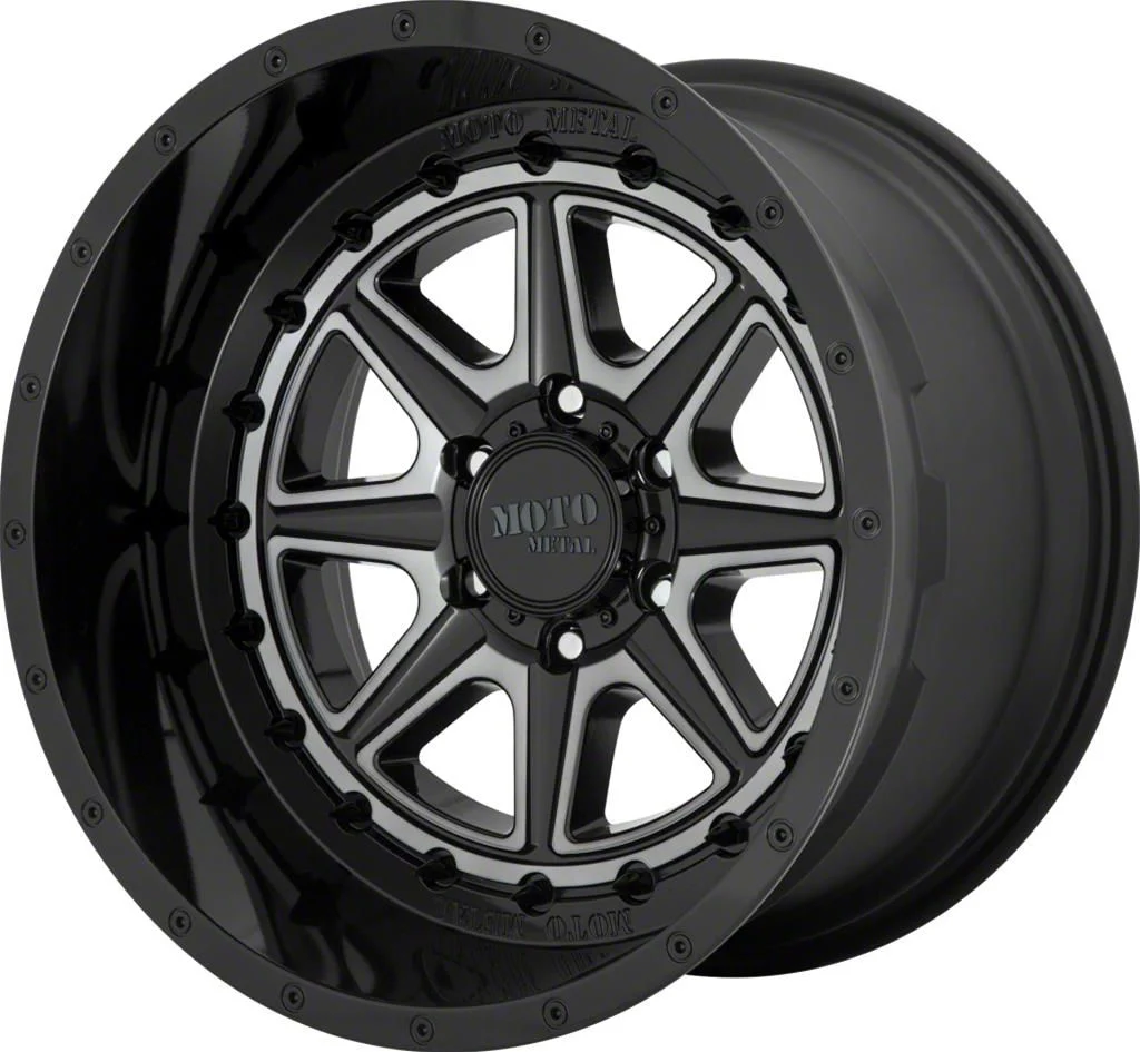Moto Metal MO801 Phantom Gloss Black with Gray Tint 8-Lug Wheel; 20x12; -44mm Offset (07-10 Sierra 3500 HD SRW)
