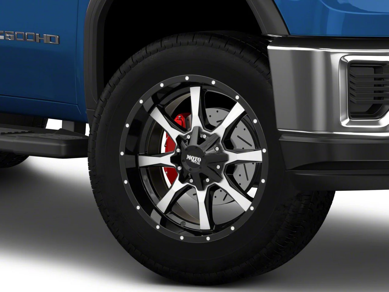 Moto Metal MO970 Gloss Black Machined 8-Lug Wheel; 20x10; -18mm Offset (20-26 Sierra 3500 HD SRW)