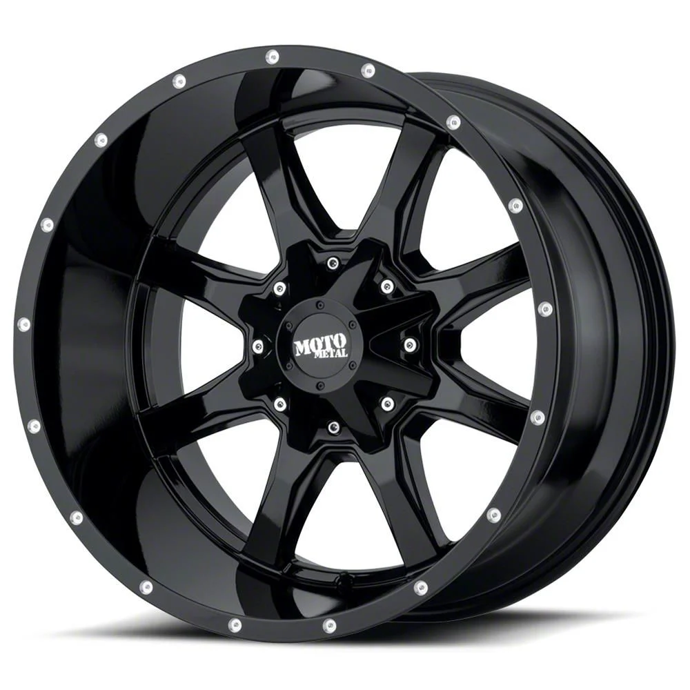 Moto Metal MO970 Gloss Black Milled 8-Lug Wheel; 20x12; -44mm Offset (20-26 Sierra 3500 HD SRW)