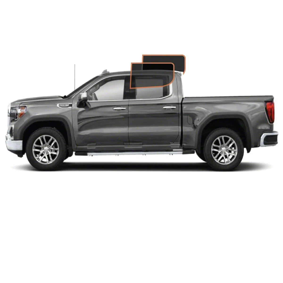 MotoShield Pro Rear Driver/Passenger Window Tint; 15% (14-18 Sierra 1500 Crew Cab)