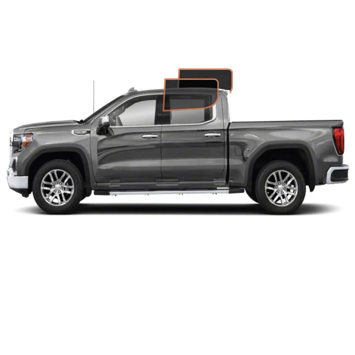 MotoShield Pro Rear Driver/Passenger Window Tint; 25% (14-18 Sierra 1500 Crew Cab)