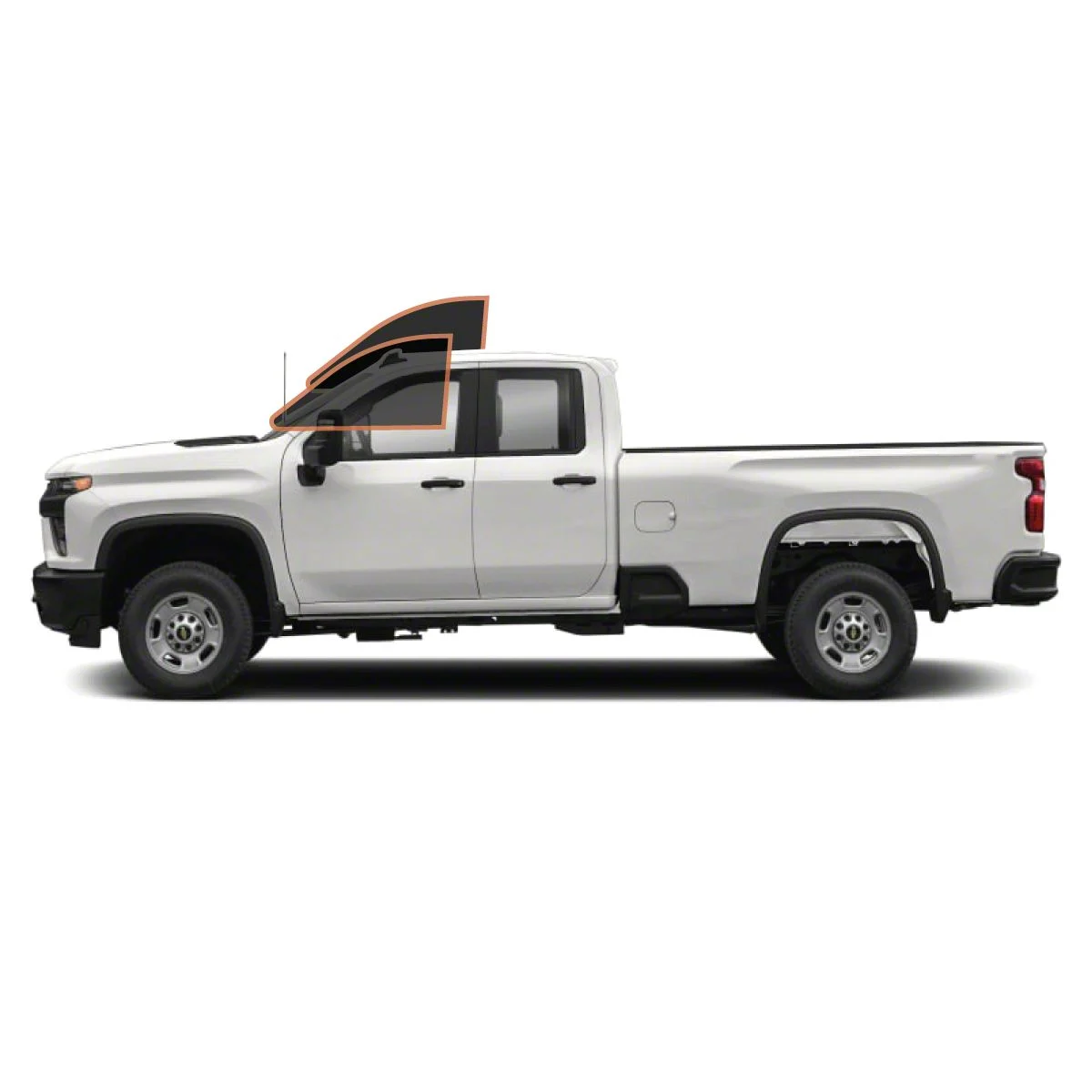 MotoShield Pro Front Driver/Passenger Window Tint; 25% (15-19 Silverado 2500 HD Double Cab)