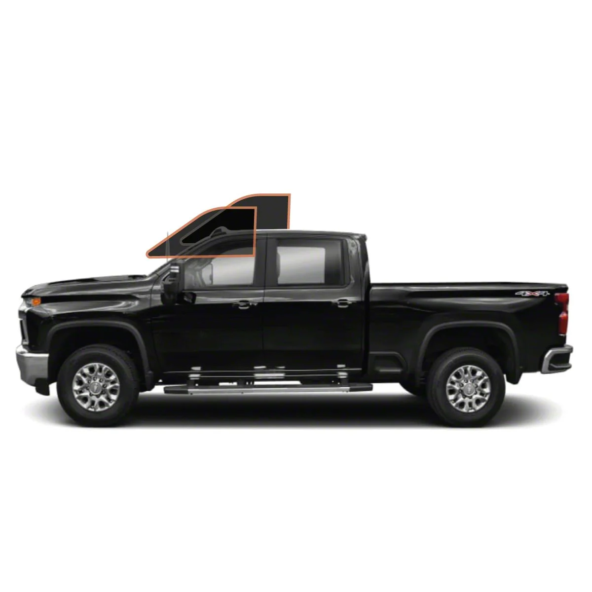 MotoShield Pro Front Driver/Passenger Window Tint; 35% (15-19 Silverado 2500 HD Crew Cab)