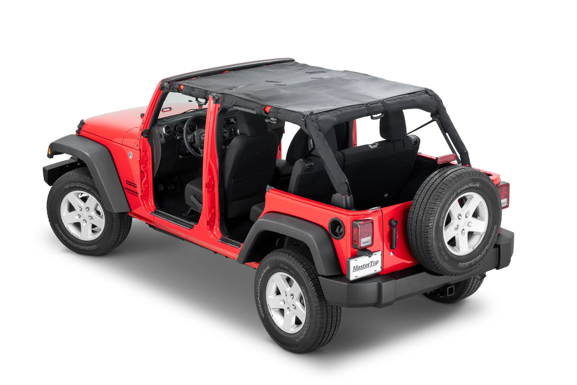 MasterTop  Mesh Bimini Plus Top with Integrated Grab Handles for 07-18 Jeep Wrangler JK