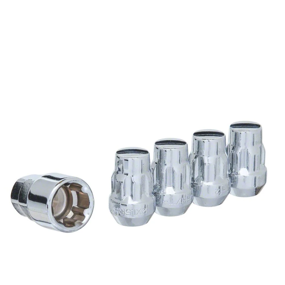 Chrome Acorn Wheel Locks for Aftermarket Wheels; M14x1.5; Set of 4 (15-26 Mustang)