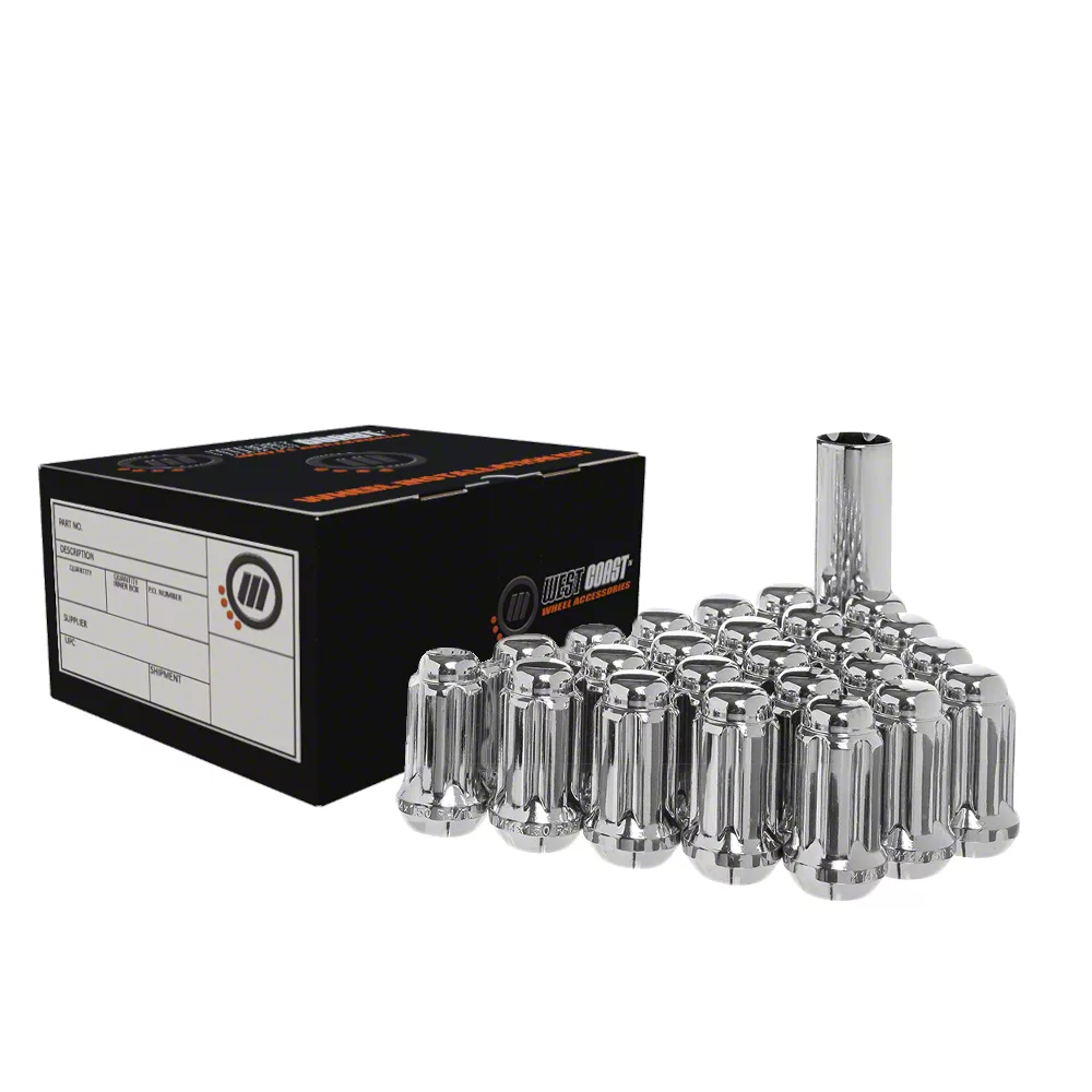 Chrome Spline Lug Nuts for Aftermarket Wheels; M14x1.5; Set of 20 (15-26 Mustang)
