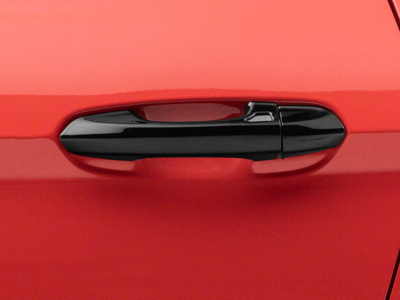 Chrome Delete Door Handle Snap-On Covers; Gloss Black (15-23 Mustang)