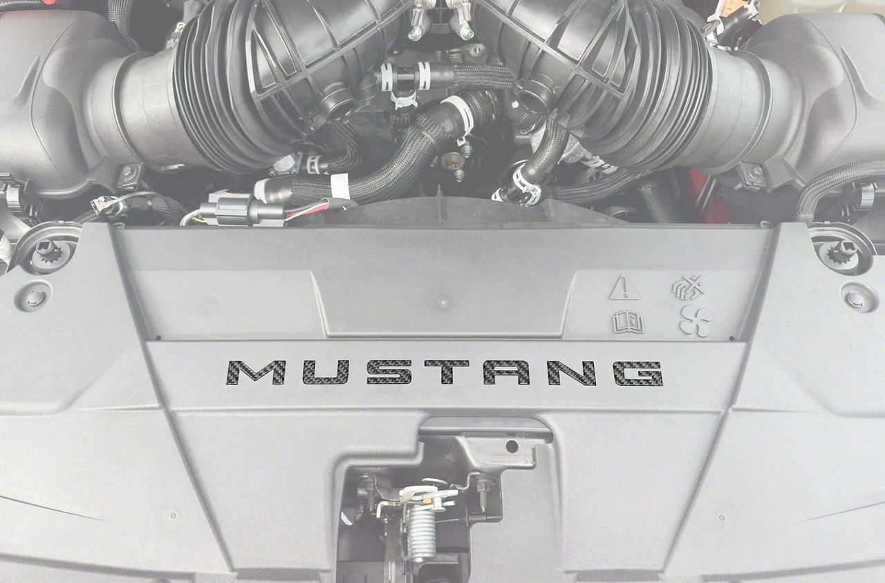 Engine Bay Letter Inserts; Forged Carbon Fiber (24-26 Mustang)