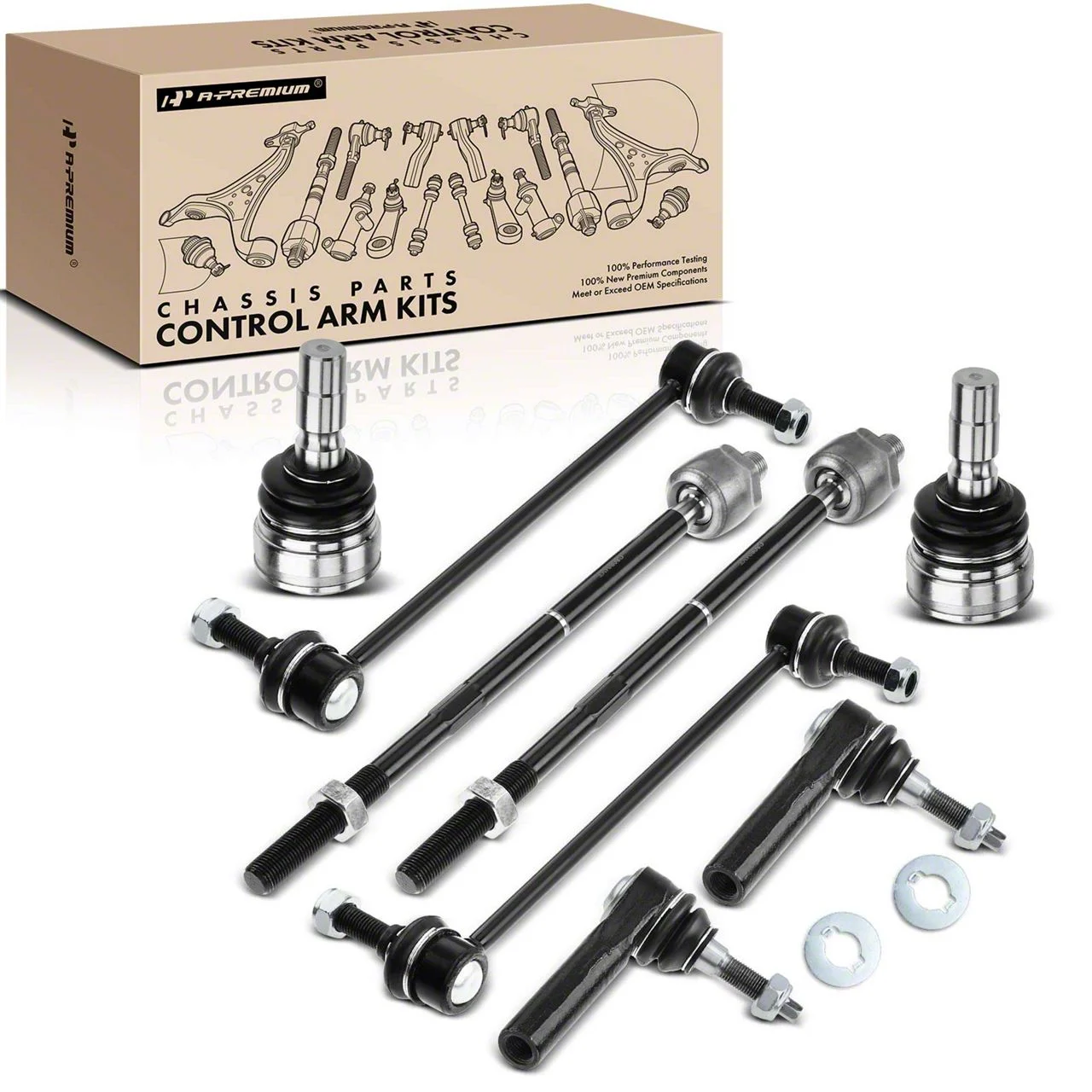 Front Sway Bar Link, Lower Ball Joint and Tie Rod End Kit (05-09 Mustang; 2010 Mustang GT500)