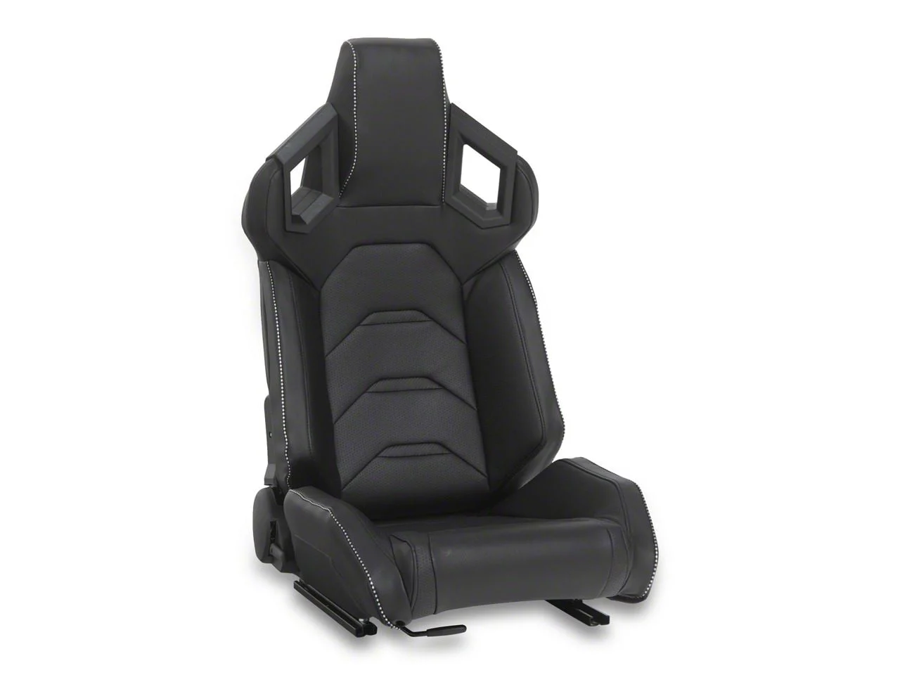 Perforated Vinyl Racing Bucket Seats with Seat Sliders; Black Carbon Fiber Style (Universal; Some Adaptation May Be Required)