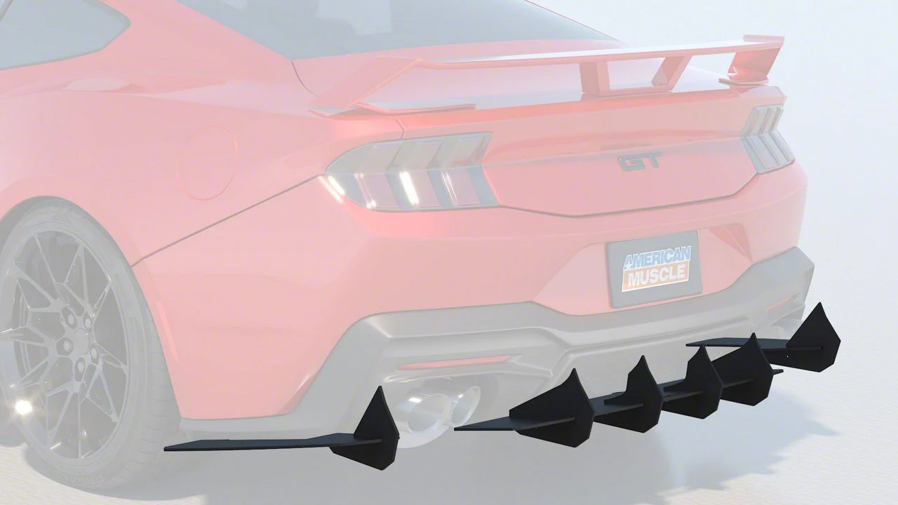 Solid Aluminum Rear Diffuser V1; Matte Black (24-26 Mustang GT & EcoBoost w/ Active Exhaust)