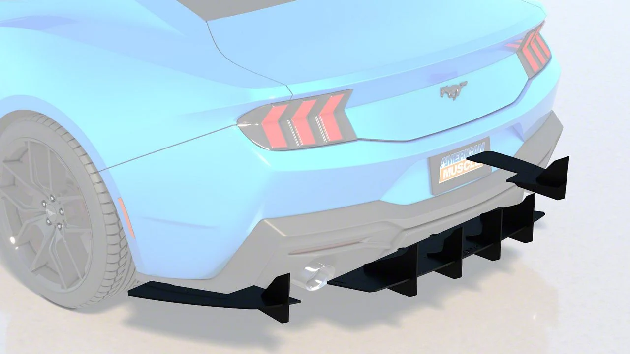 Solid Aluminum Rear Diffuser V2; Matte Black (24-26 Mustang GT & EcoBoost w/o Active Exhaust)