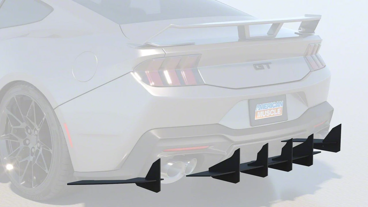 Solid Aluminum Rear Diffuser V2; Matte Black (24-26 Mustang GT & EcoBoost w/ Active Exhaust)