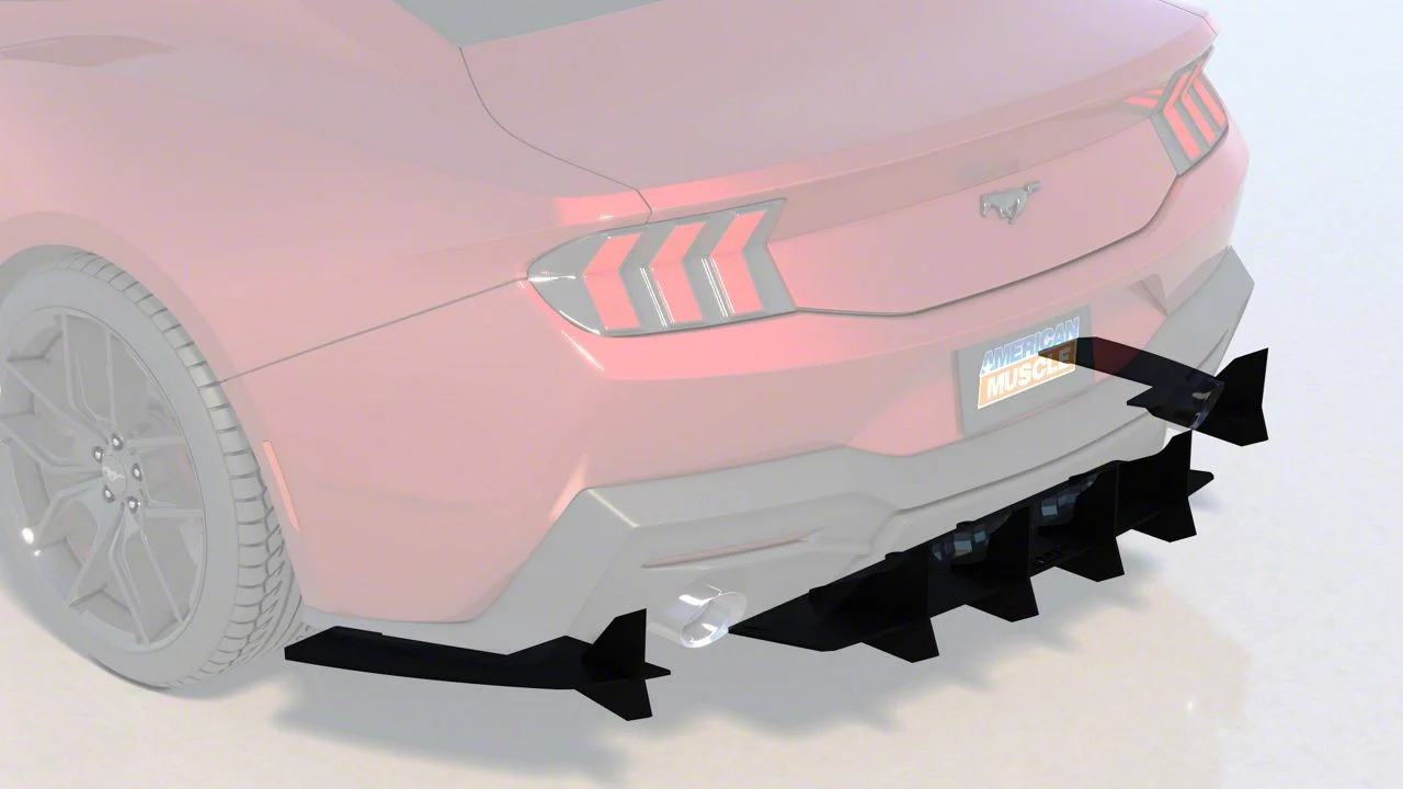 Solid Aluminum Rear Diffuser V3; Matte Black (24-26 Mustang GT & EcoBoost w/o Active Exhaust)
