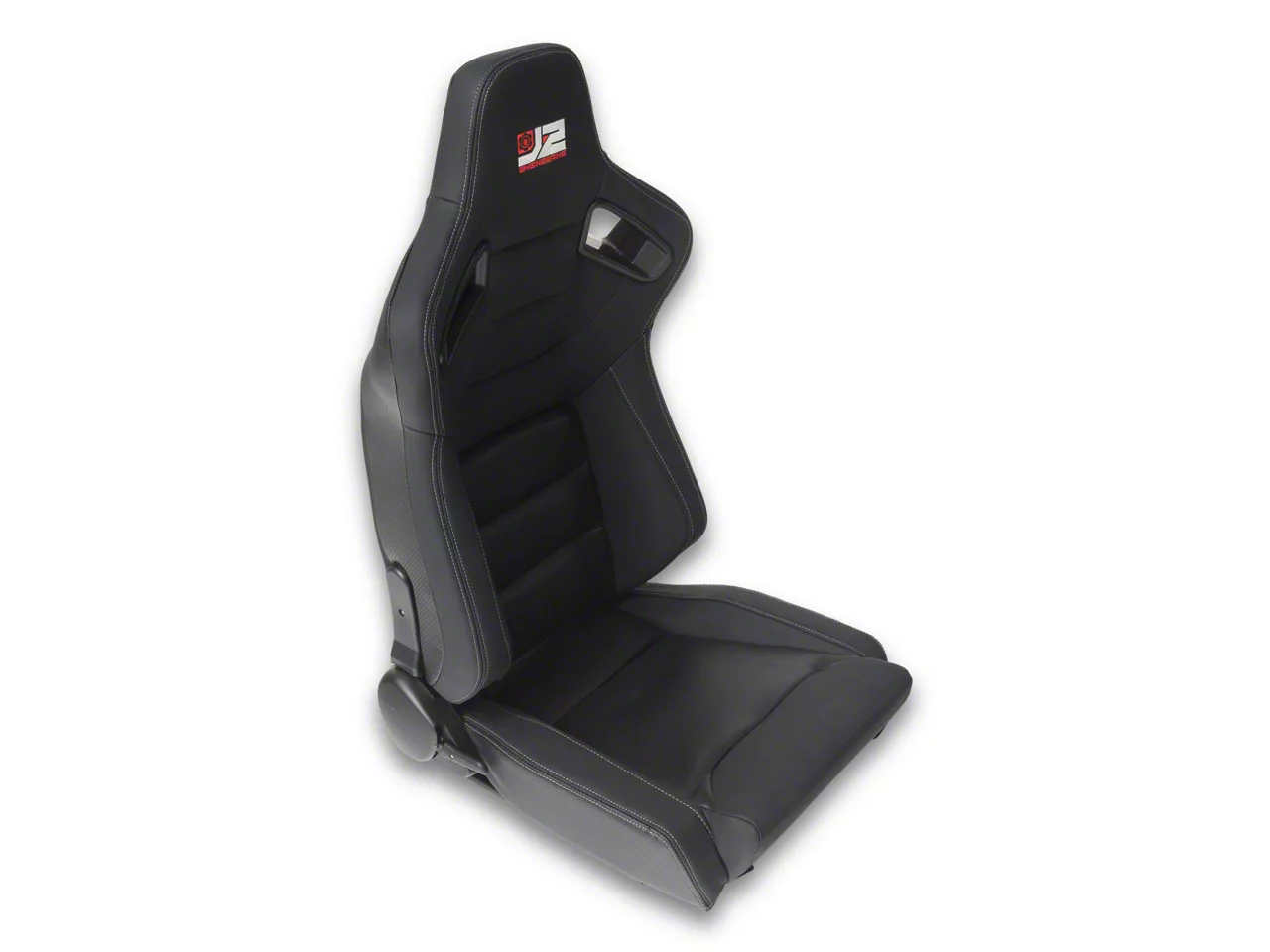 Synthetic Leather Racing Bucket Seats with Seat Sliders; Black (Universal; Some Adaptation May Be Required)