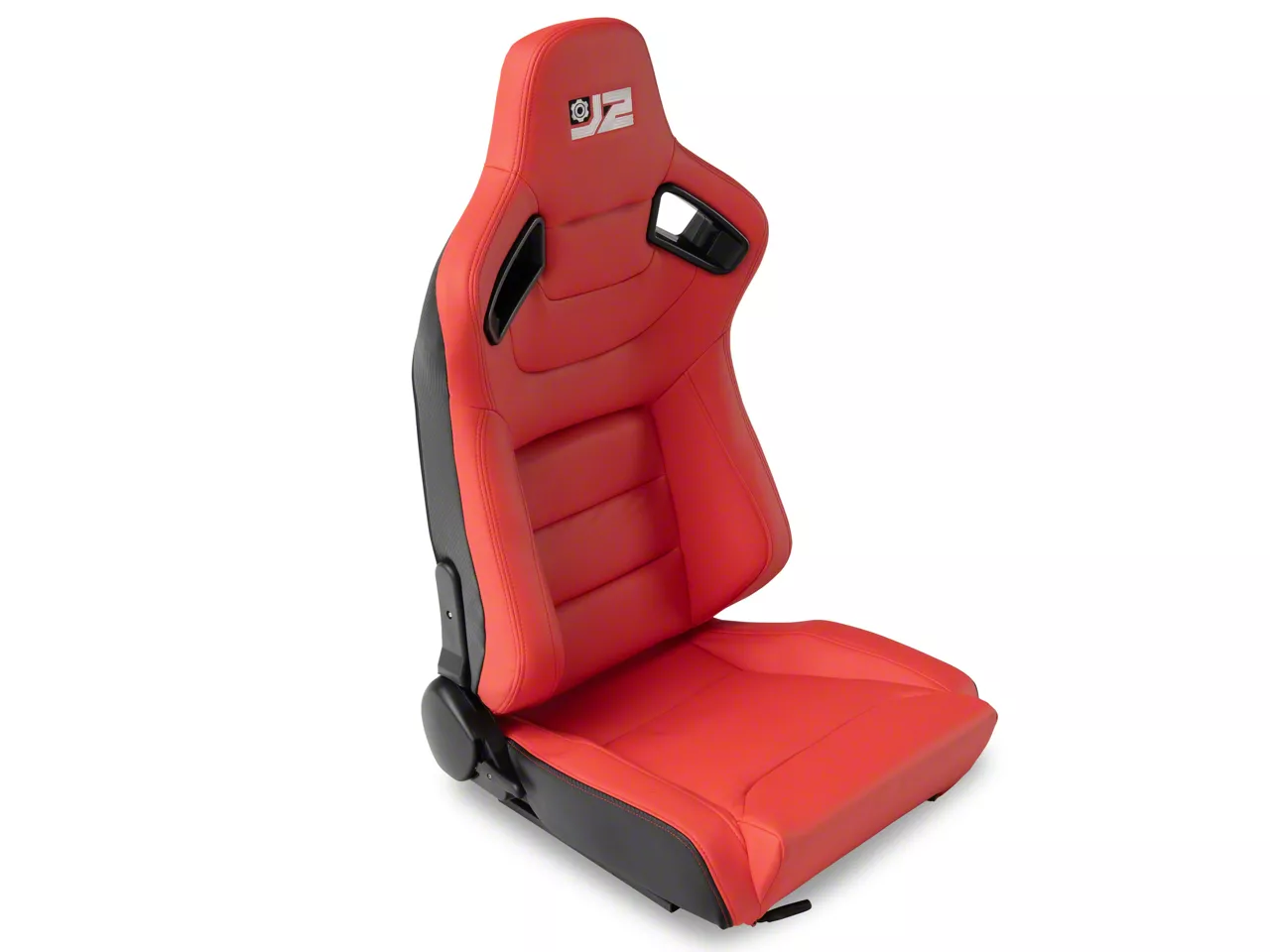 Synthetic Leather Racing Bucket Seats with Seat Sliders; Red (Universal; Some Adaptation May Be Required)