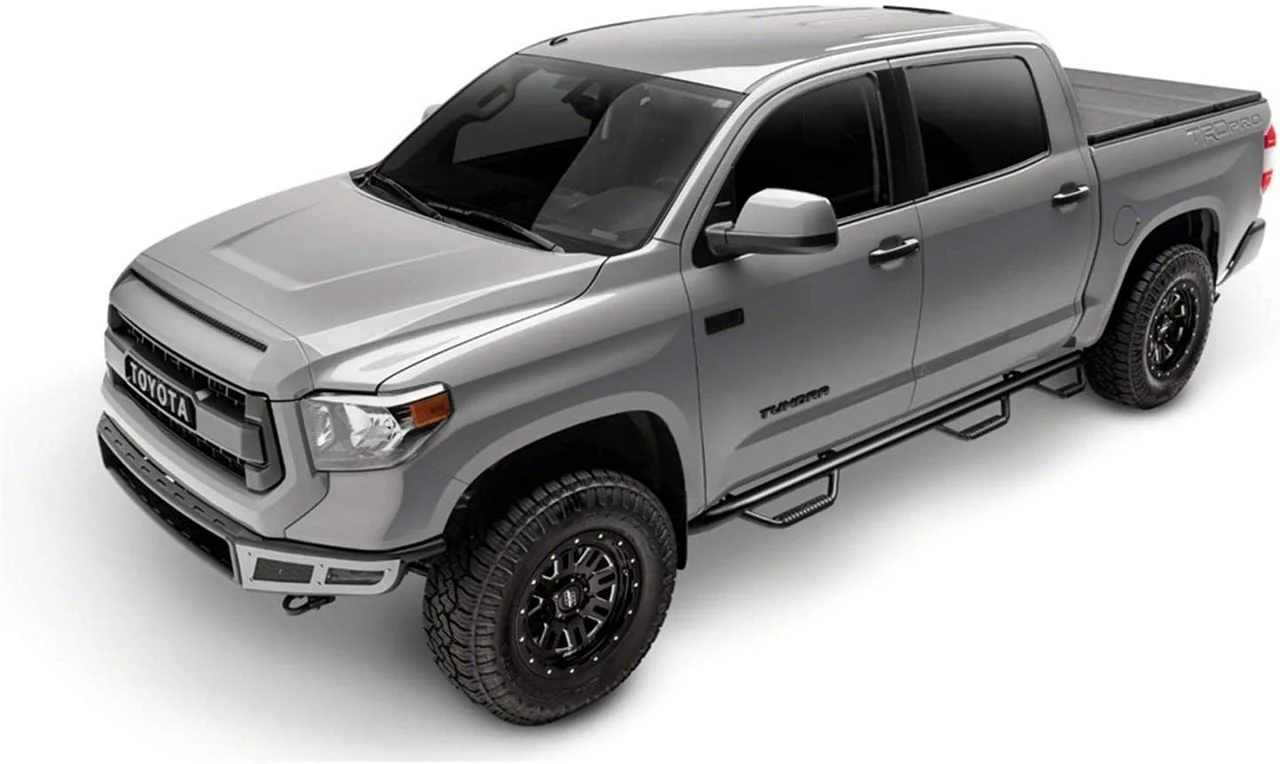 N-Fab Wheel 2 Wheel Bed Access Nerf Side Step Bars; Textured Black (07-10 Sierra 3500 HD Crew Cab w/ 8-Foot Long Box)