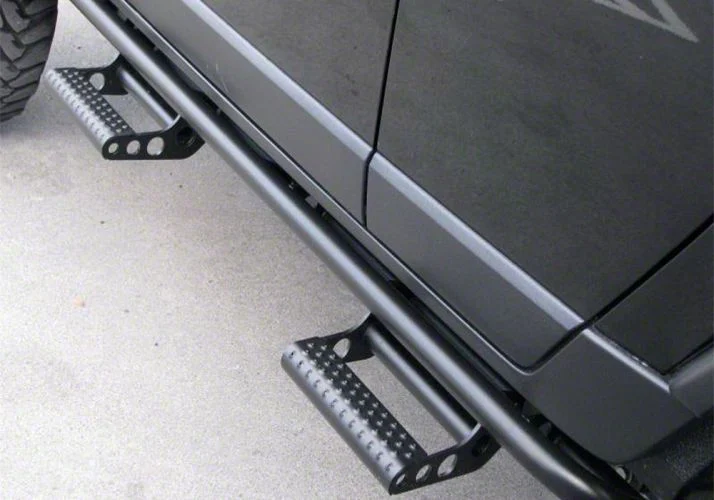 N-Fab Cab Length RKR Side Rails with Detachable Steps; Textured Black (15-19 Sierra 3500 HD Crew Cab)