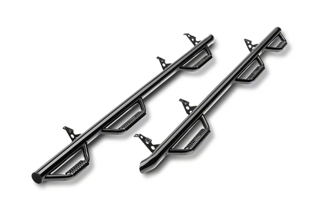 N-Fab Wheel 2 Wheel Bed Access Nerf Side Step Bars; Gloss Black (15-18 Sierra 3500 HD Double Cab w/ 8-Foot Long Box)